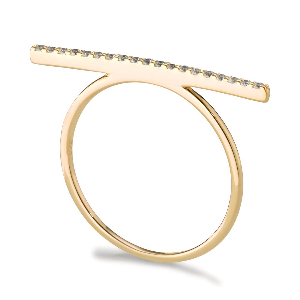 Stacking ring Silver Zirconia 19 Stones Yellow Gold plated