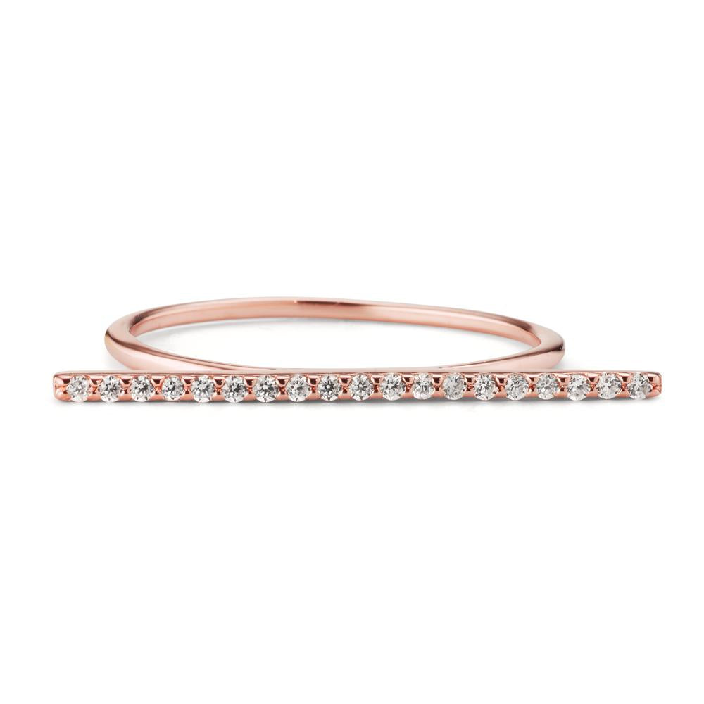 Stacking ring Silver Zirconia 19 Stones Rose Gold plated