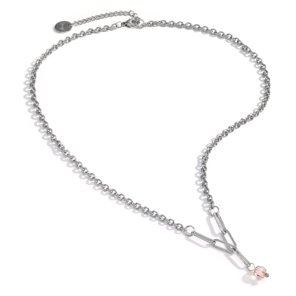 Necklace Stainless steel Zirconia Rose 41-45 cm