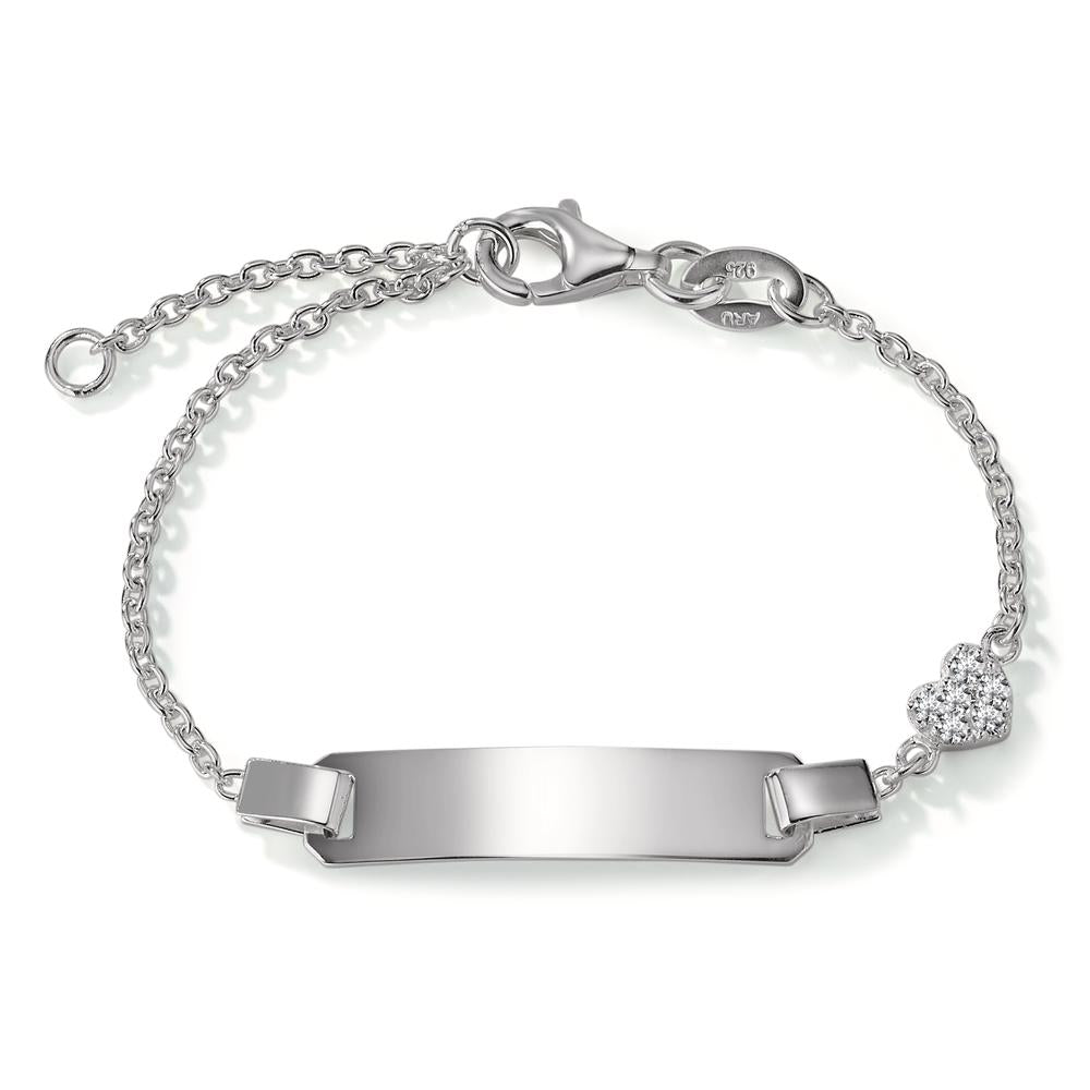 Engravable bracelet Silver Zirconia 6 Stones Heart 12-14 cm