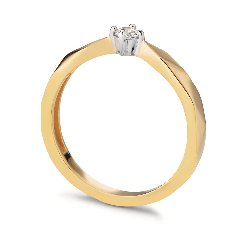 Solitaire ring 9k Yellow Gold Zirconia Bicolor