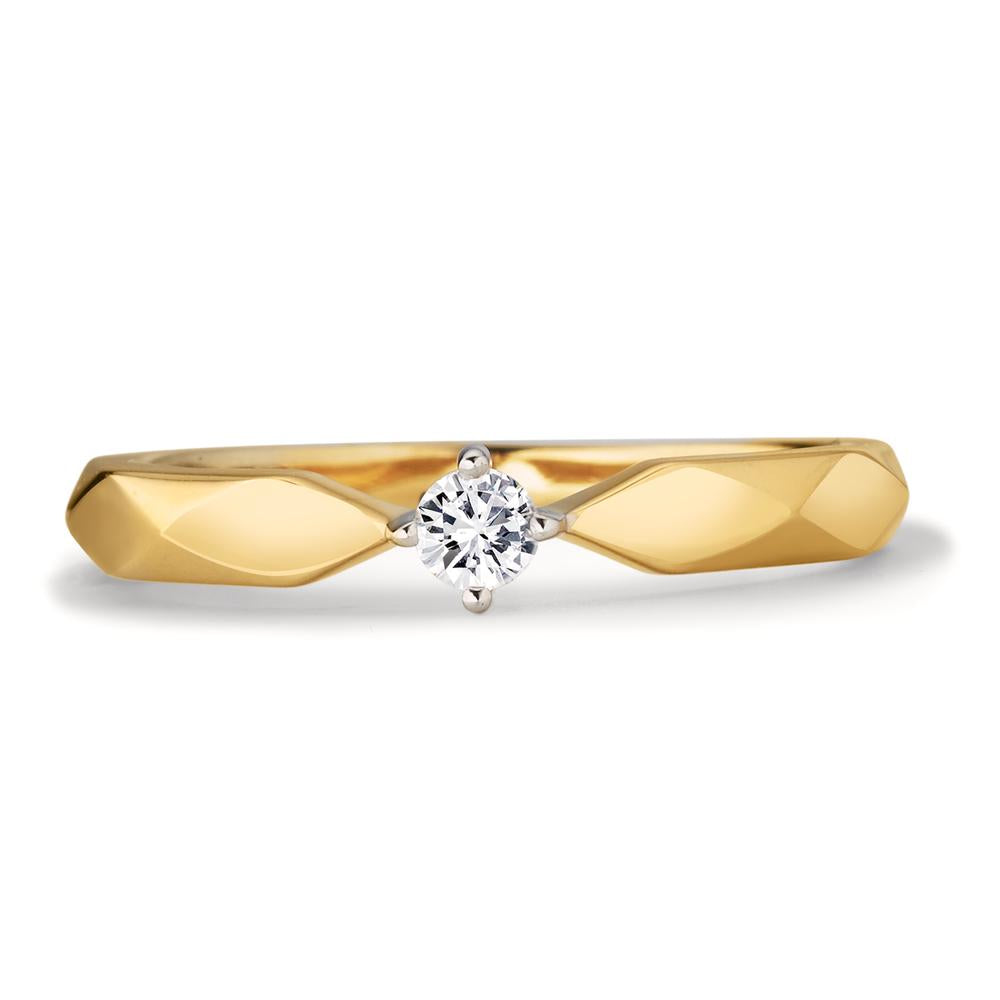 Solitaire ring 9k Yellow Gold Zirconia Bicolor