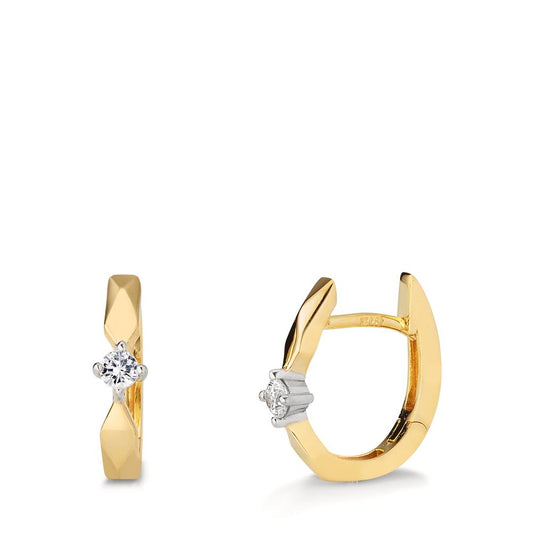 Hinged hoop 9k Yellow Gold Zirconia 2 Stones