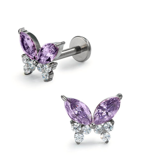 Piercing Titanium Zirconia 8 Stones Butterfly Ø7.5 mm