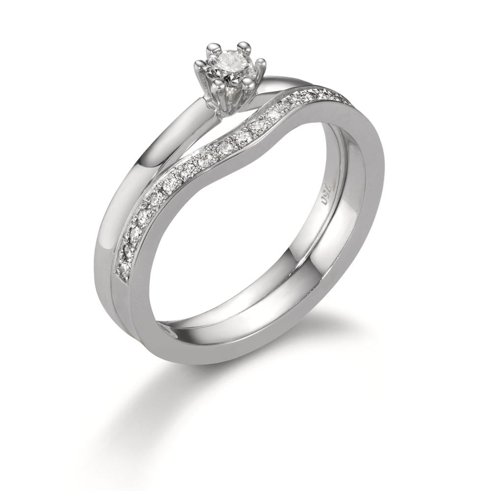 Solitaire ring 18k White Gold Diamond 0.15 ct, w-si