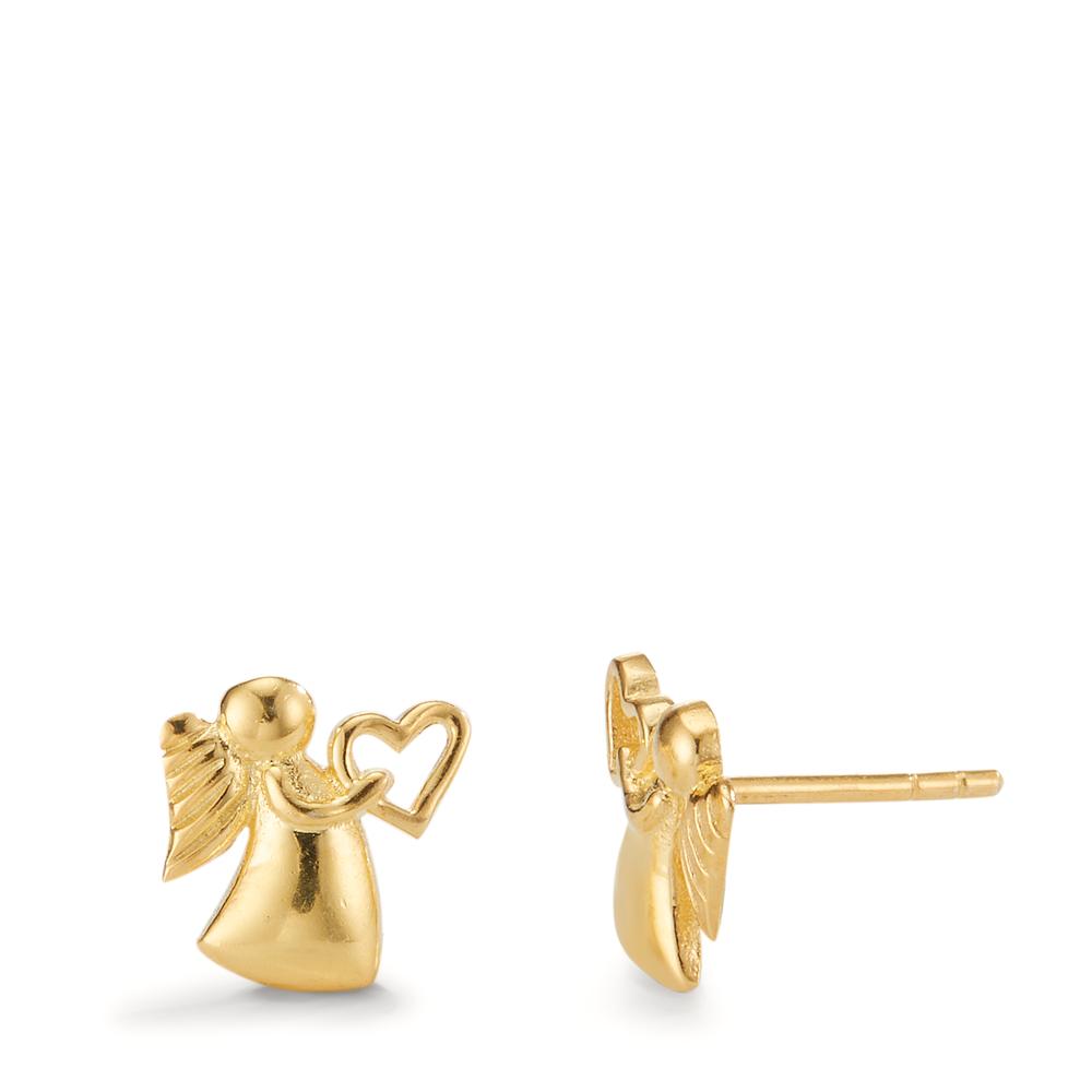 Stud earrings Silver Yellow Gold plated Angel Ø9 mm