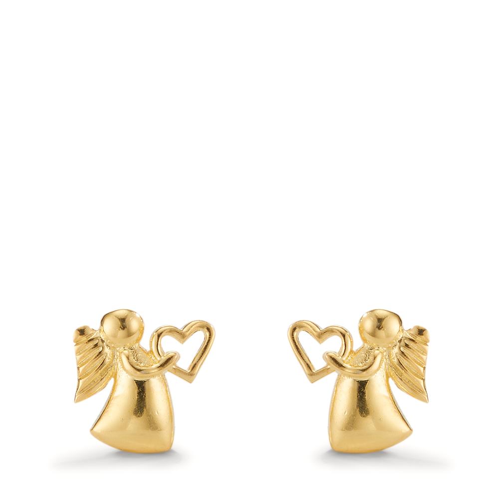 Stud earrings Silver Yellow Gold plated Angel Ø9 mm