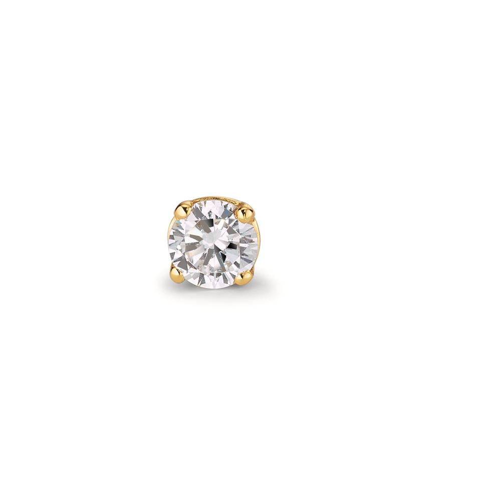 Single stud earring Silver Zirconia Yellow Gold plated Ø5 mm