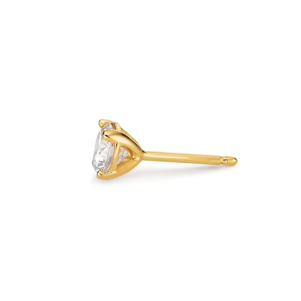 Single stud earring Silver Zirconia Yellow Gold plated Ø5 mm