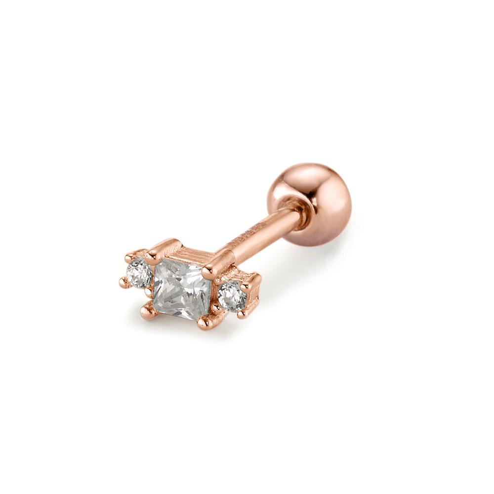 Piercing Silver Zirconia 3 Stones Rose Gold plated