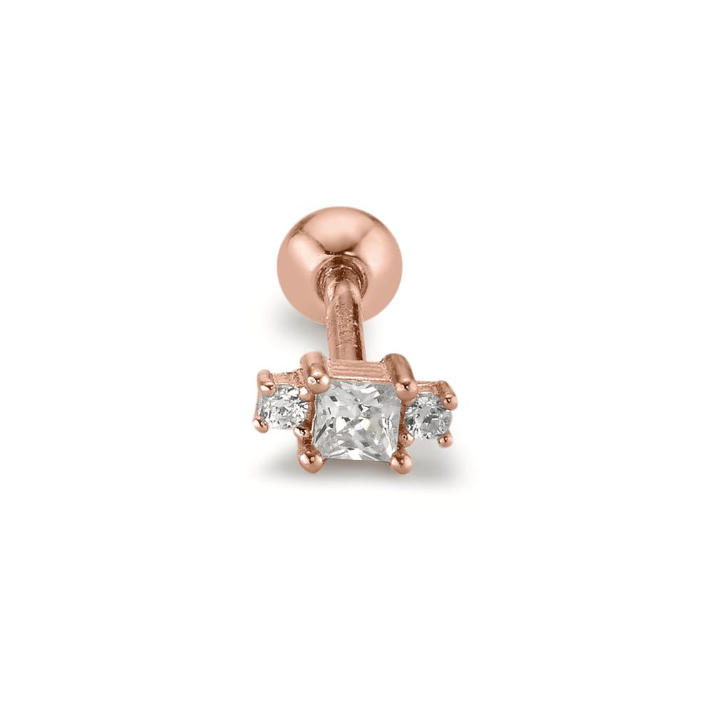 Piercing Silver Zirconia 3 Stones Rose Gold plated