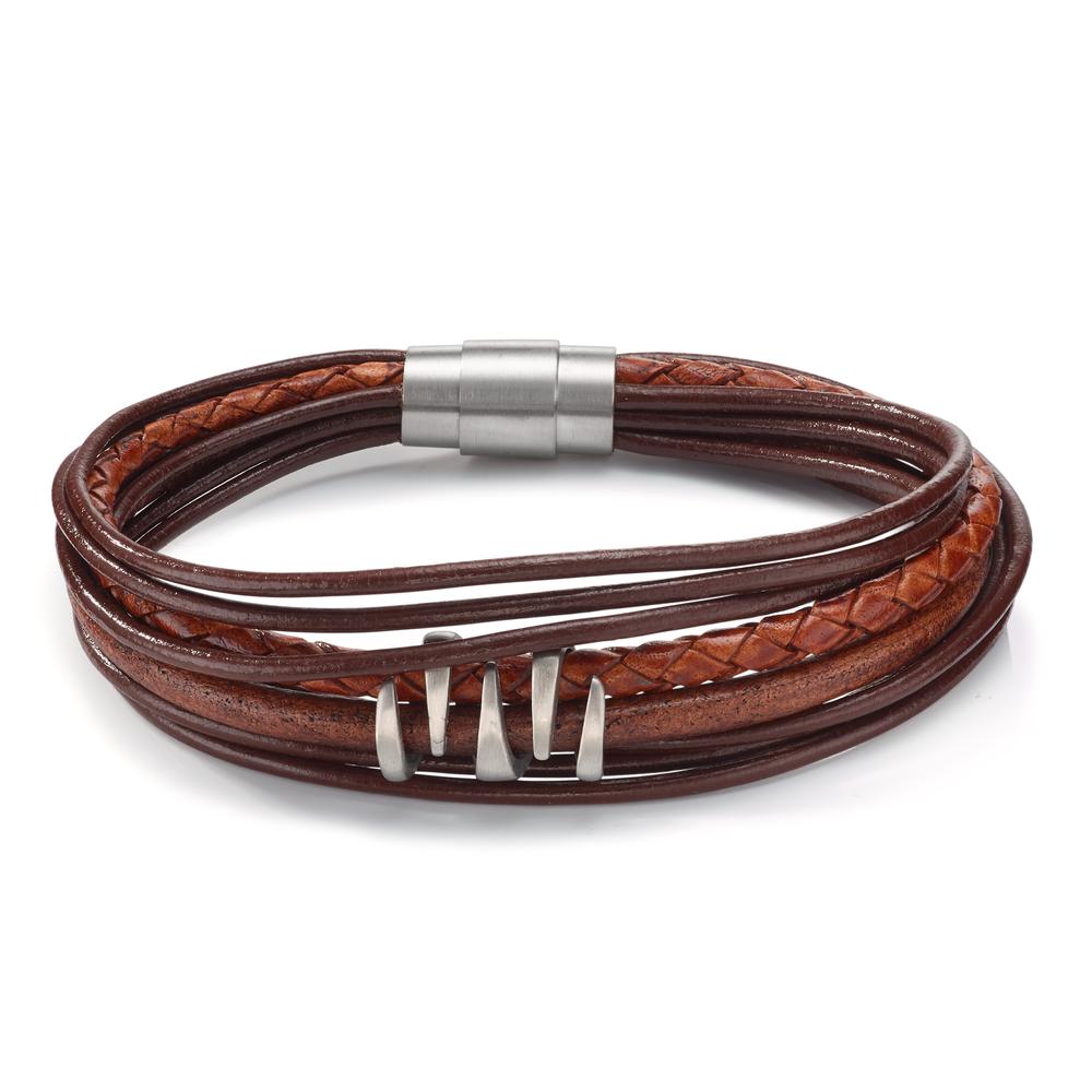 Bracelet Stainless steel, Leather 21.5 cm Ø8 mm