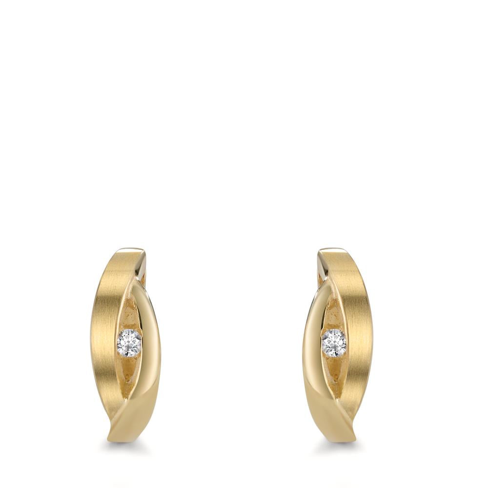 Hinged hoop Silver Zirconia 2 Stones Yellow Gold plated