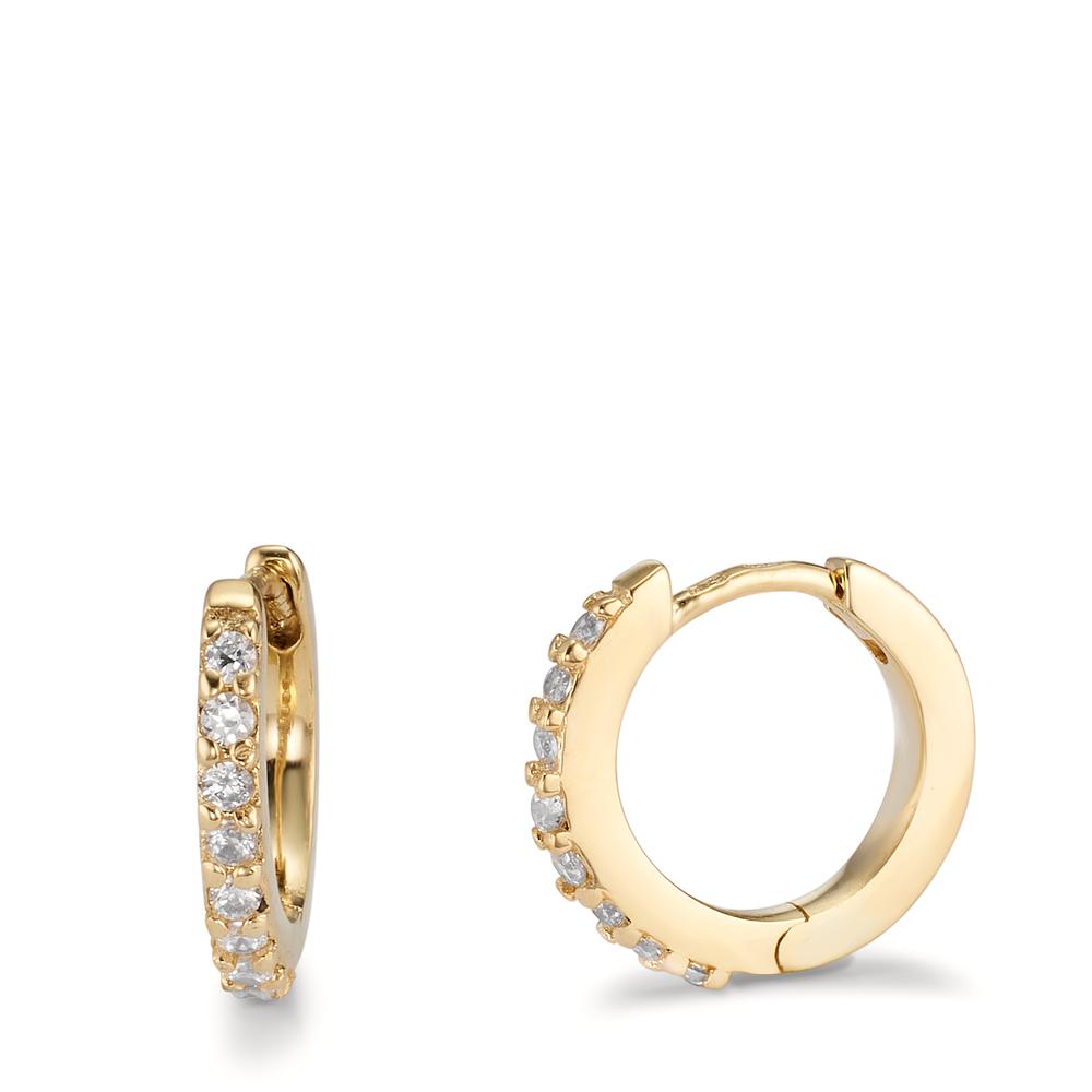 Hinged hoop 9k Yellow Gold Zirconia 16 Stones Yellow Gold plated