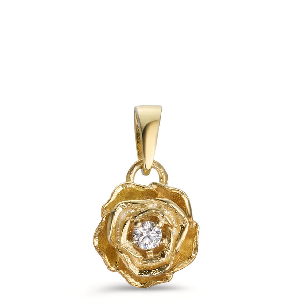 Pendant Silver Zirconia Yellow Gold plated Rose Ø9 mm