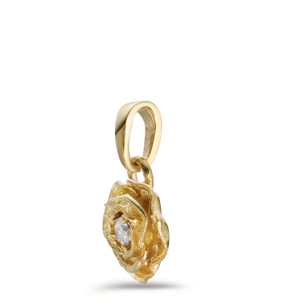 Pendant Silver Zirconia Yellow Gold plated Rose Ø9 mm