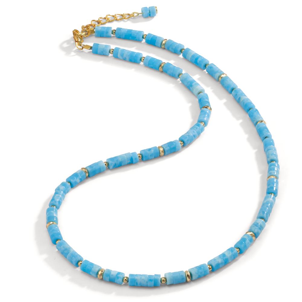 Necklace Stainless steel Amazonite Yellow IP coated 43-46 cm