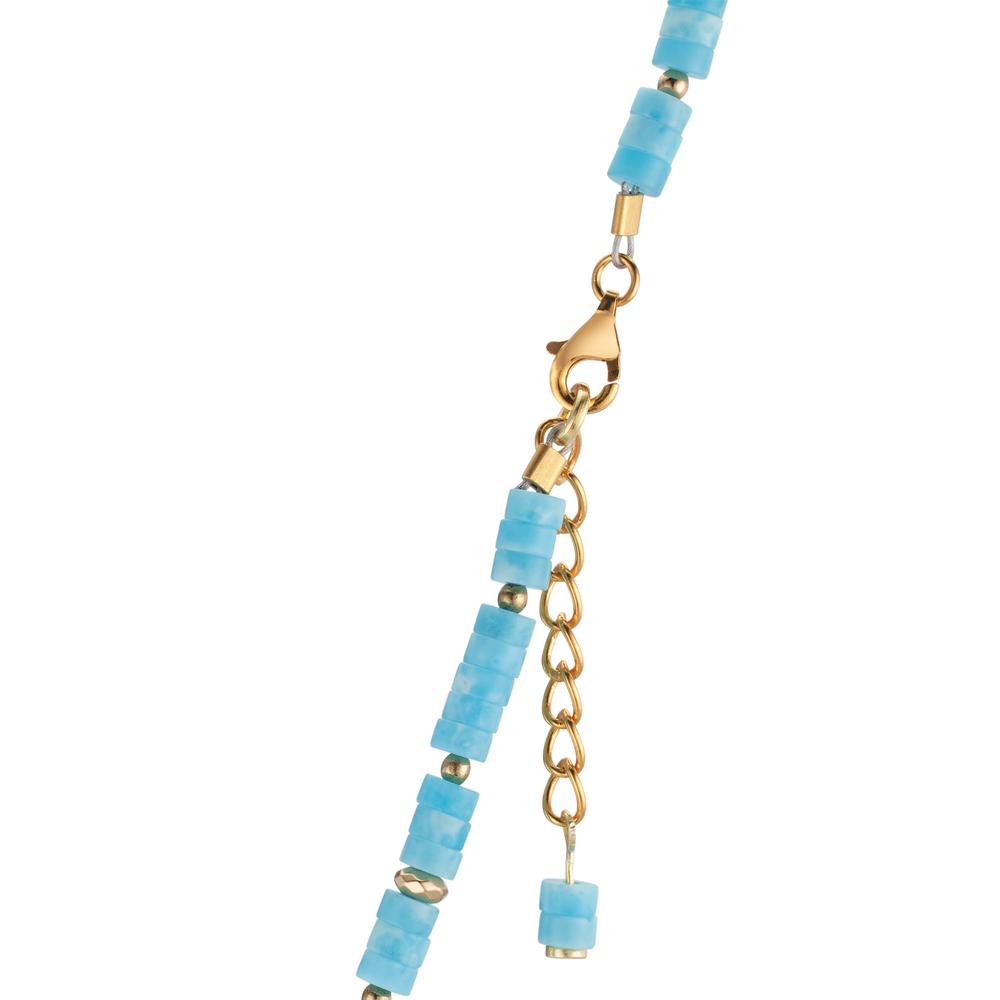 Necklace Stainless steel Amazonite Yellow IP coated 43-46 cm