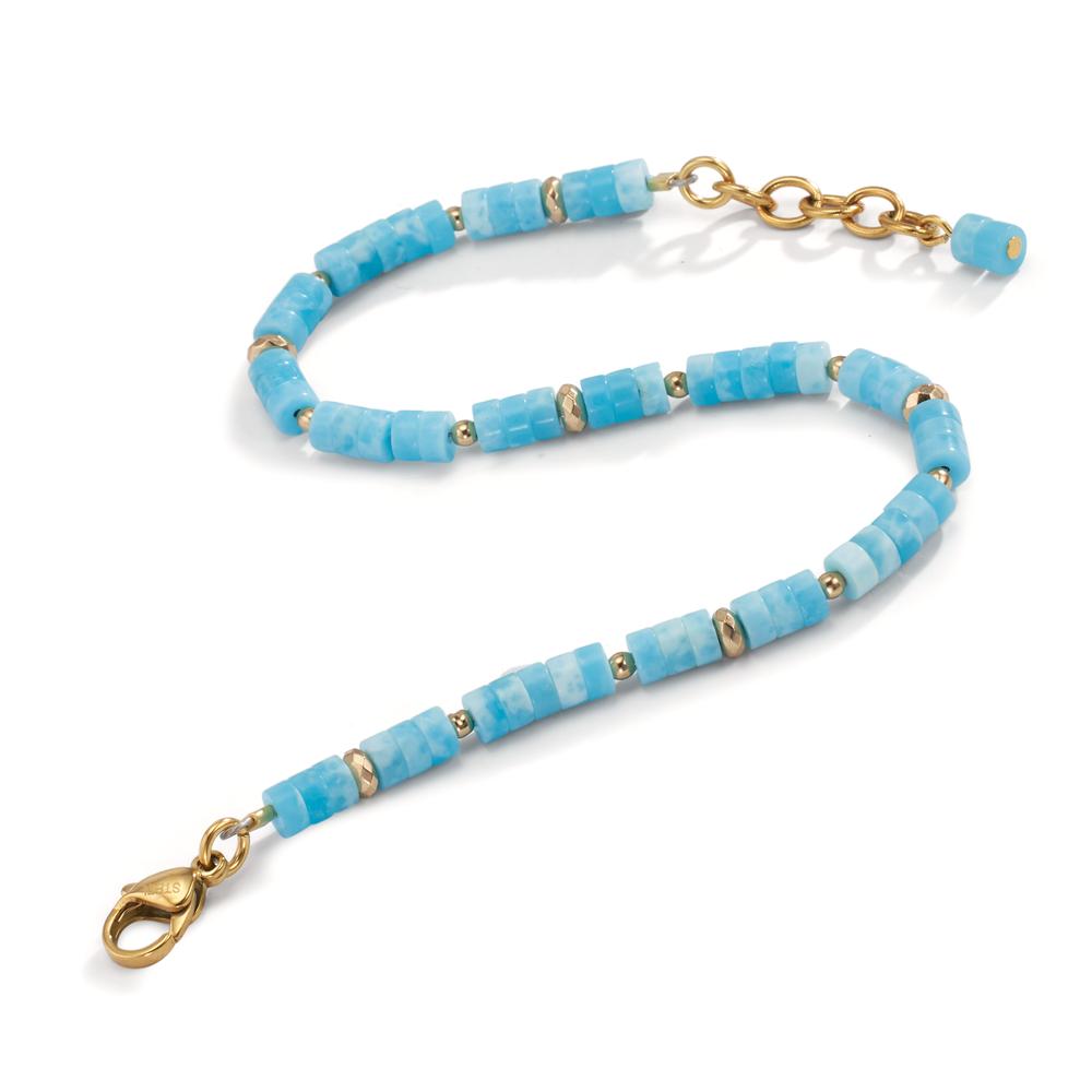 Bracelet Stainless steel Amazonite Yellow IP coated 20-22 cm