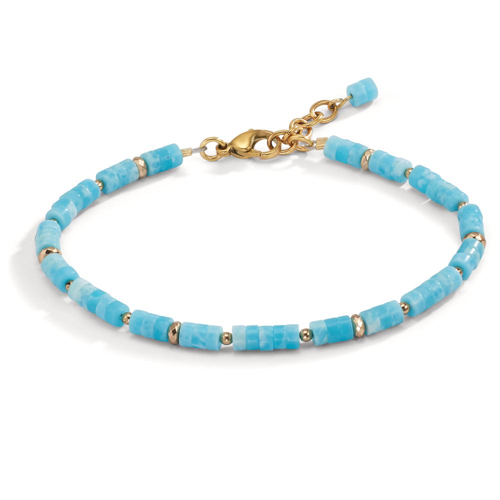 Bracelet Stainless steel Amazonite Yellow IP coated 20-22 cm