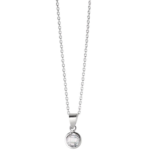 Necklace with pendant Silver Zirconia White 40-42 cm Ø6 mm