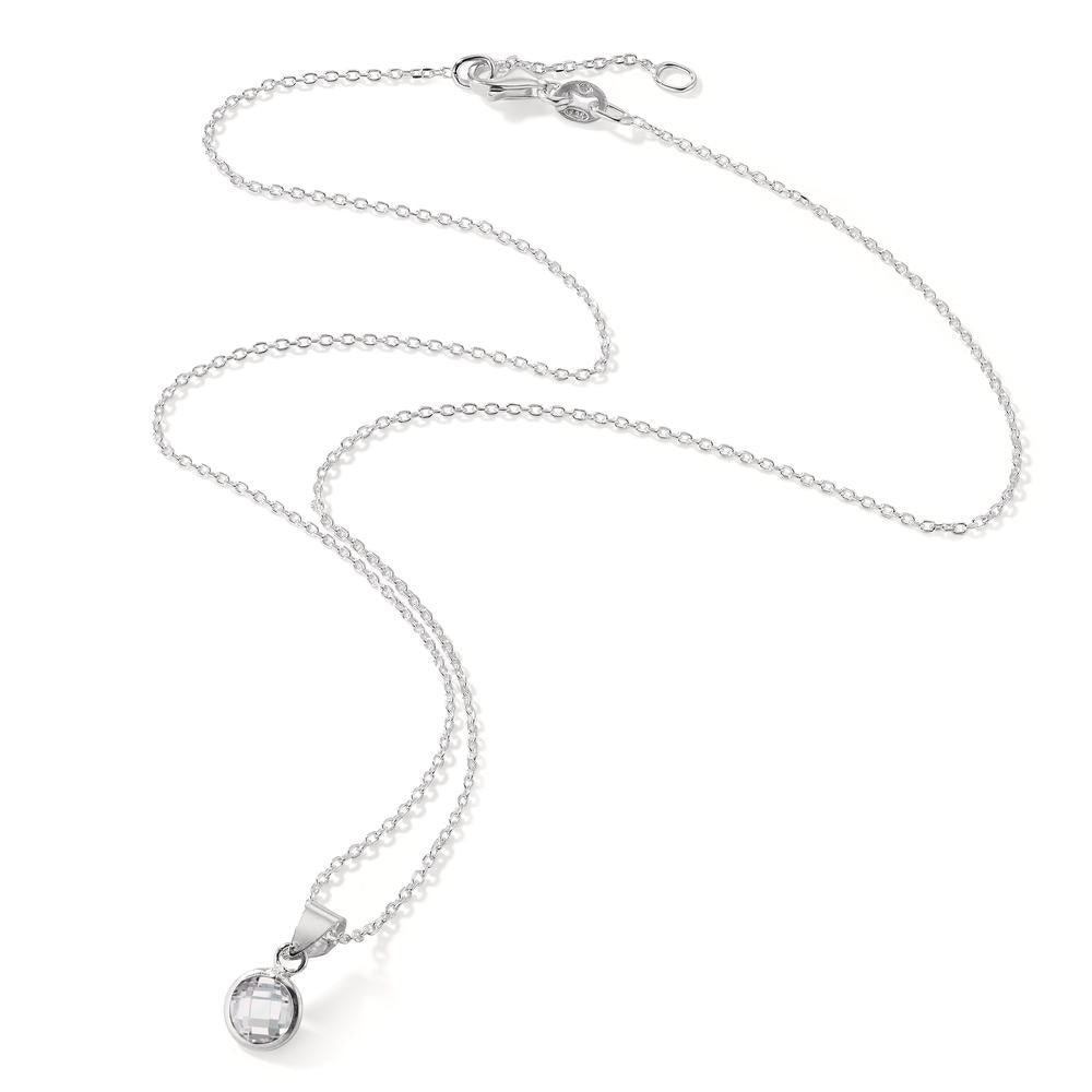 Necklace with pendant Silver Zirconia White 40-42 cm Ø6 mm