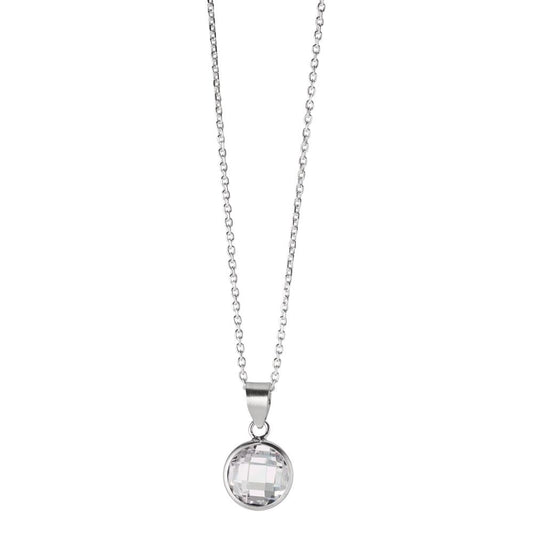 Necklace with pendant Silver Zirconia White 40-42 cm Ø8 mm