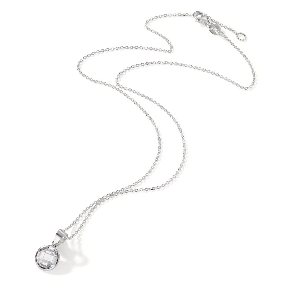 Necklace with pendant Silver Zirconia White 40-42 cm Ø8 mm