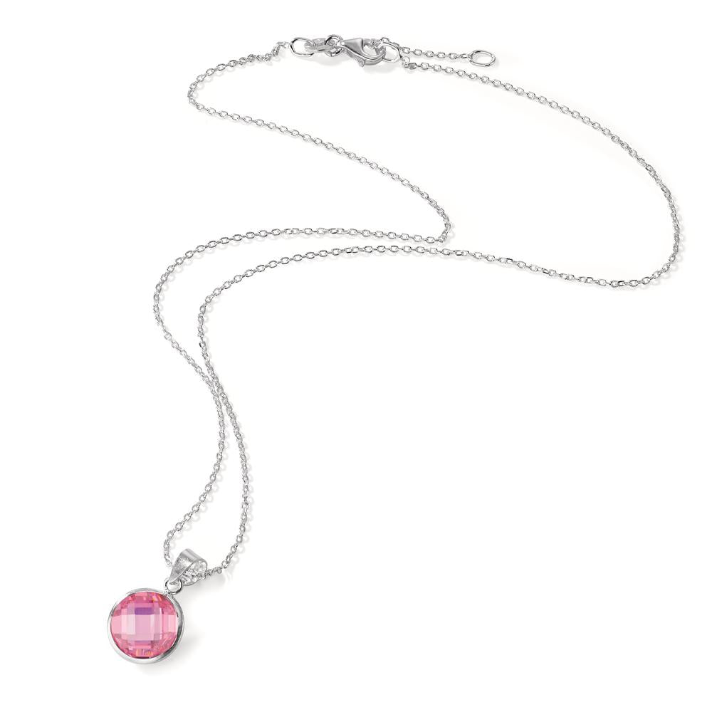 Necklace with pendant Silver Zirconia Pink 40-42 cm Ø10 mm