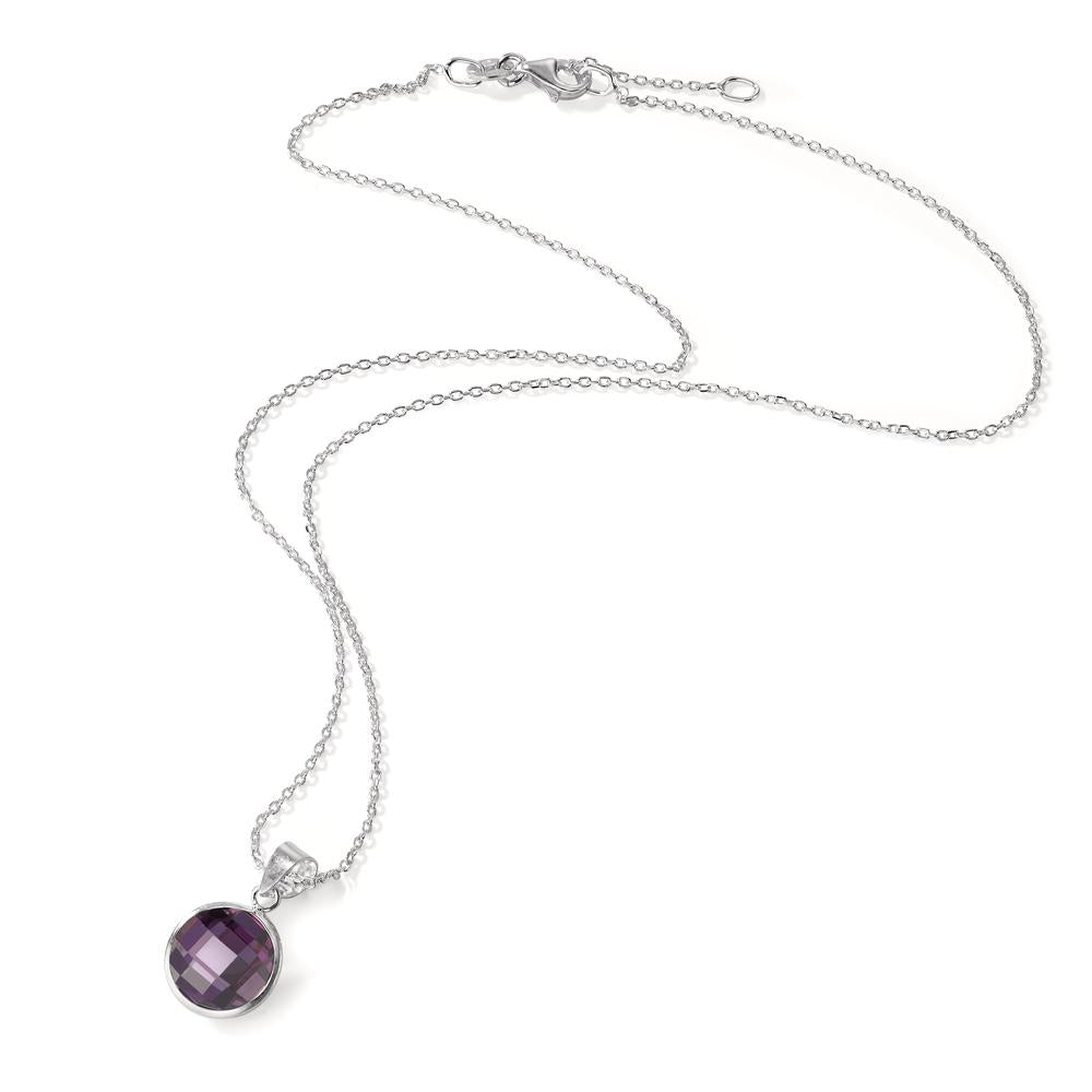 Necklace with pendant Silver Zirconia Violet 40-42 cm Ø10 mm