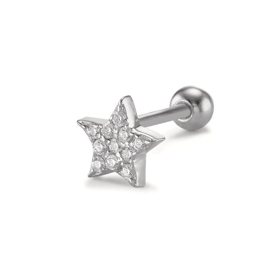 Piercing Silver Zirconia 11 Stones Rhodium plated Star Ø5.5 mm