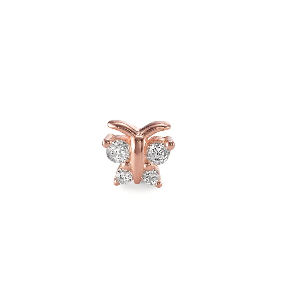 Piercing Silver Zirconia 4 Stones Rose Gold plated Butterfly Ø4 mm