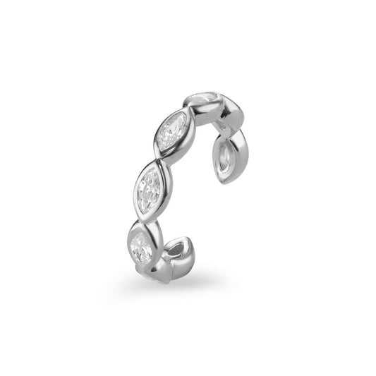 Ear Cuff Silver Zirconia 8 Stones Rhodium plated Ø12 mm