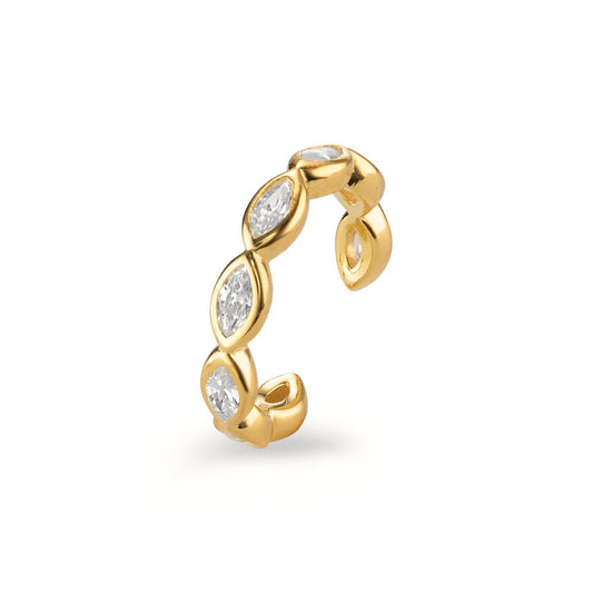 Ear Cuff Silver Zirconia 8 Stones Yellow Gold plated Ø12 mm