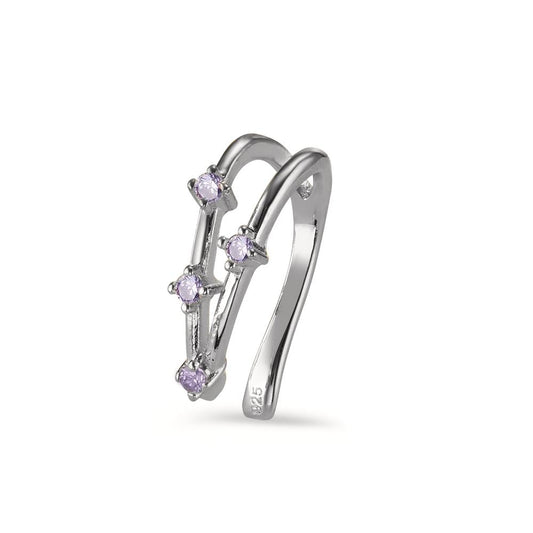 Ear Cuff Silver Zirconia Purple, 4 Stones Rhodium plated Ø10 mm