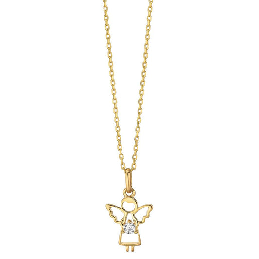 Necklace with pendant Silver Zirconia Yellow Gold plated Guardian Angel 36-38 cm