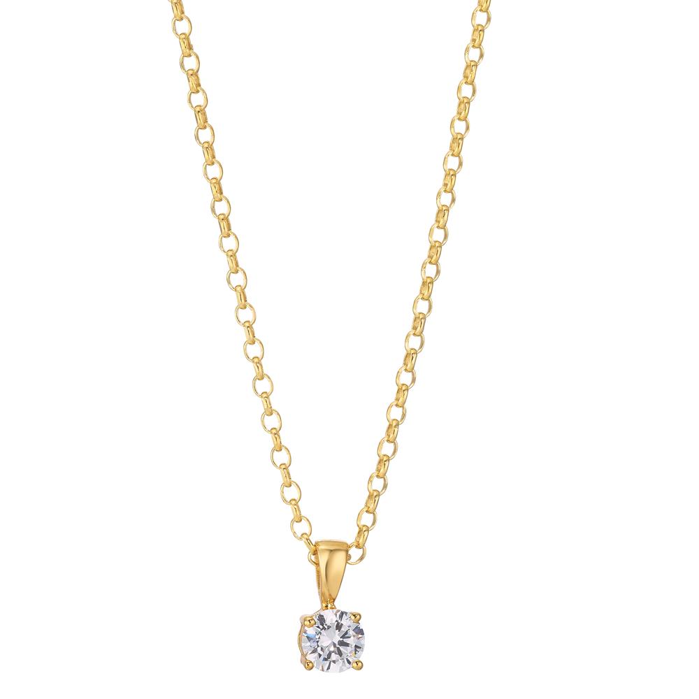 Necklace with pendant Silver Zirconia Yellow Gold plated 42-45 cm