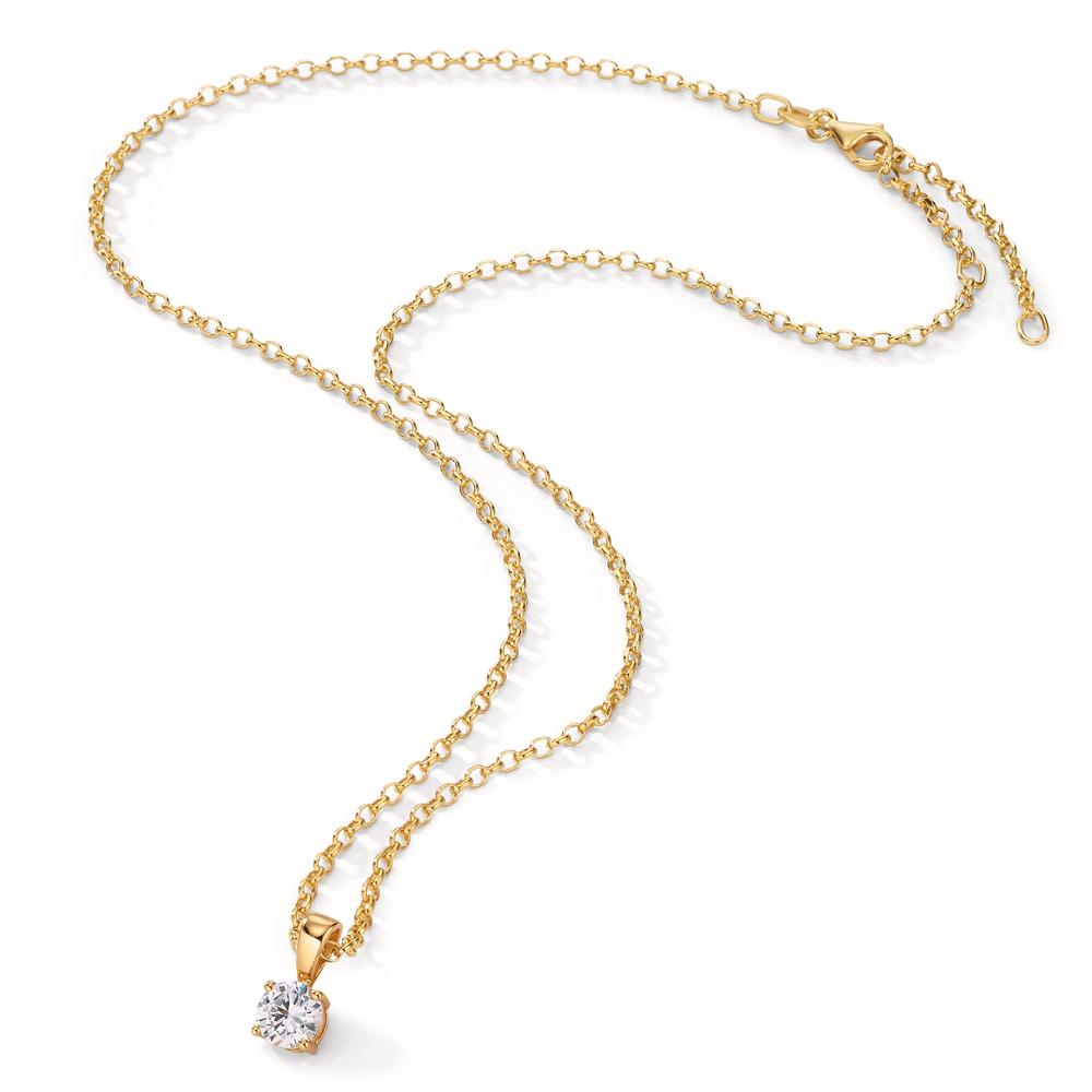 Necklace with pendant Silver Zirconia Yellow Gold plated 42-45 cm