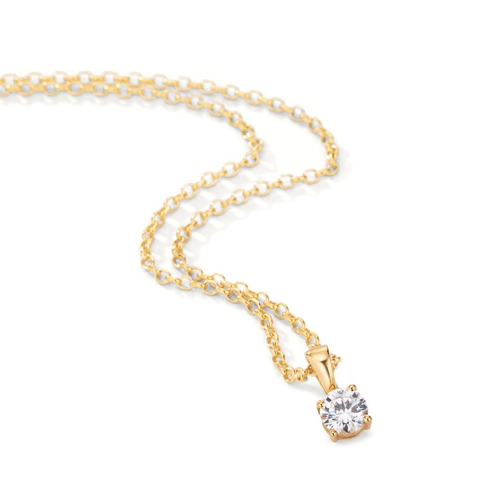 Necklace with pendant Silver Zirconia Yellow Gold plated 42-45 cm