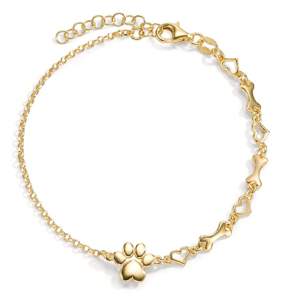 Bracelet Silver Yellow Gold plated Paw 17-20 cm