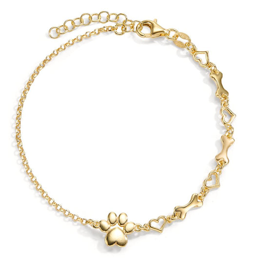 Bracelet Silver Yellow Gold plated Paw 17-20 cm