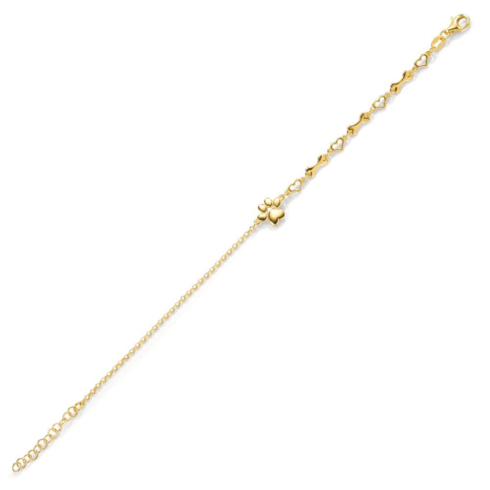 Bracelet Silver Yellow Gold plated Paw 17-20 cm