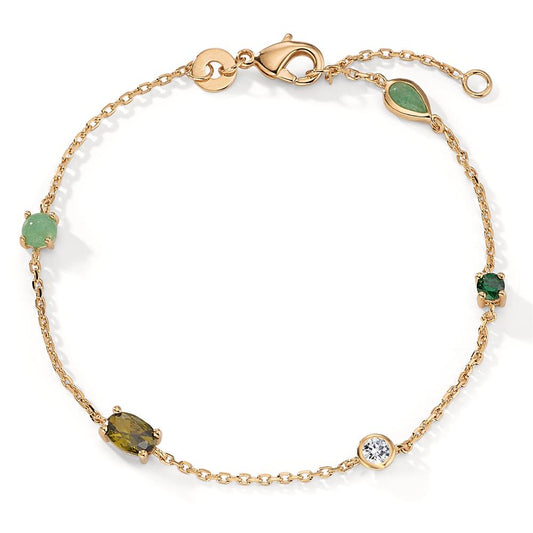 Bracelet Bronze Aventurine 5 Stones Gold plated 16-18 cm