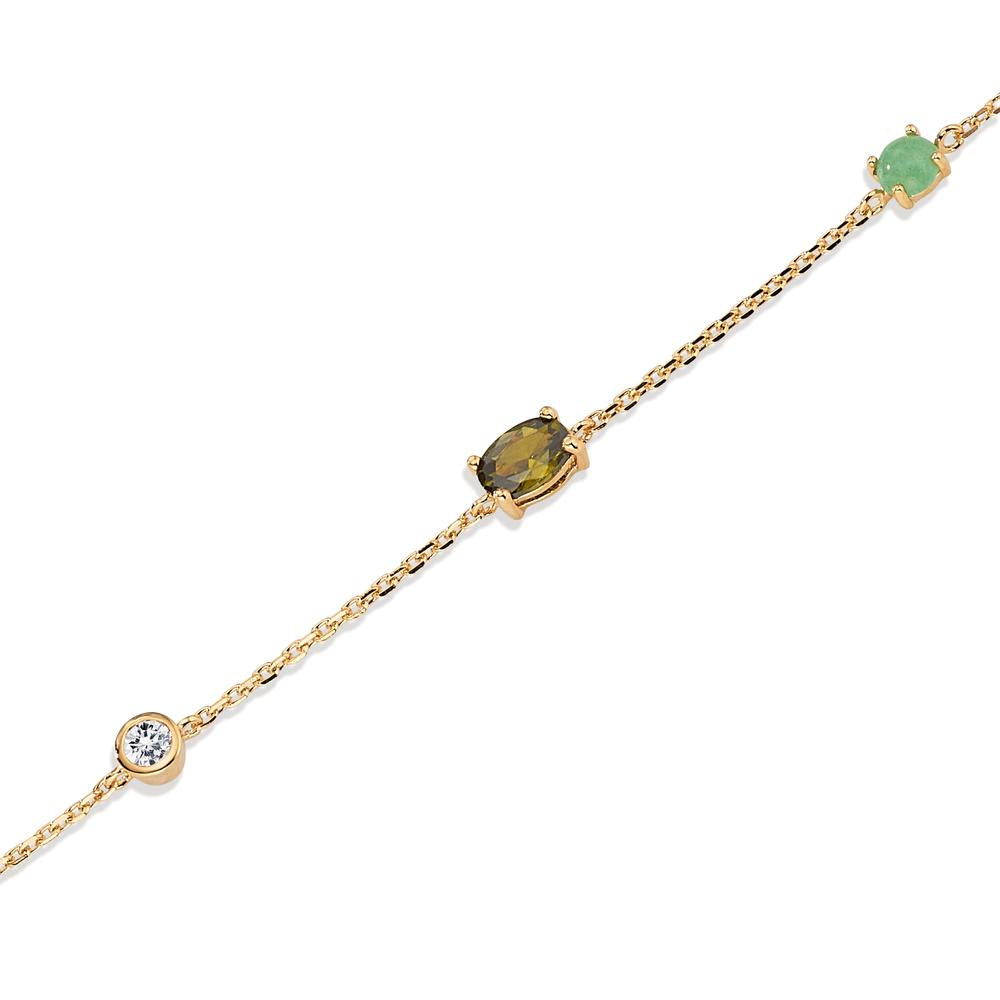 Bracelet Bronze Aventurine 5 Stones Gold plated 16-18 cm