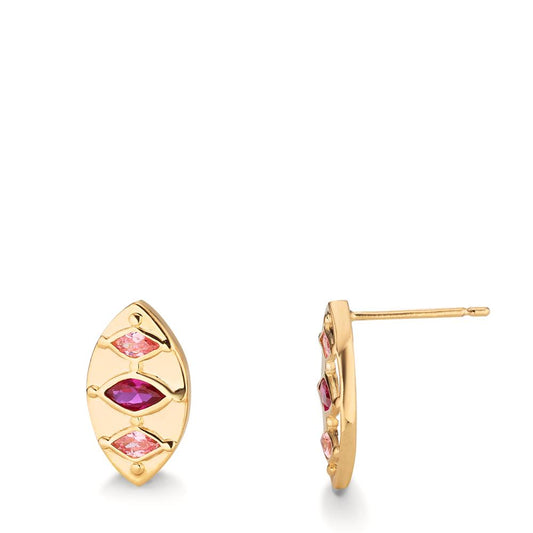 Stud earrings Bronze Zirconia 6 Stones Gold plated