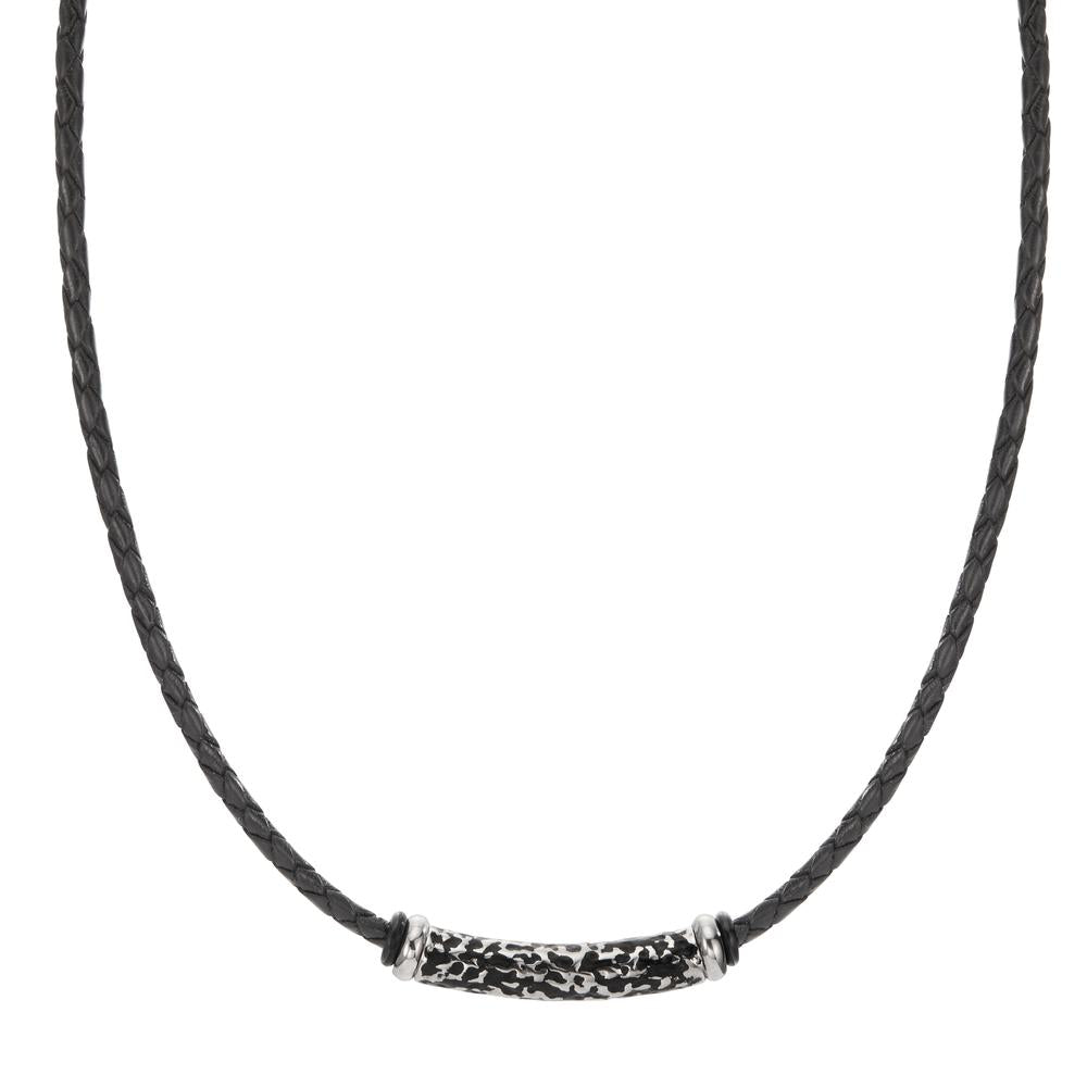 Necklace Stainless steel, Leather Black IP coated 50 cm Ø3.7 mm