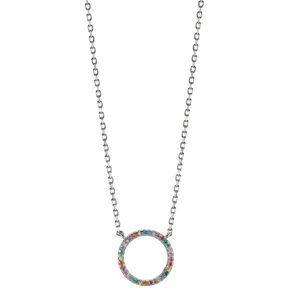 Necklace Silver Zirconia Colorful Rhodium plated 42-45 cm Ø14 mm