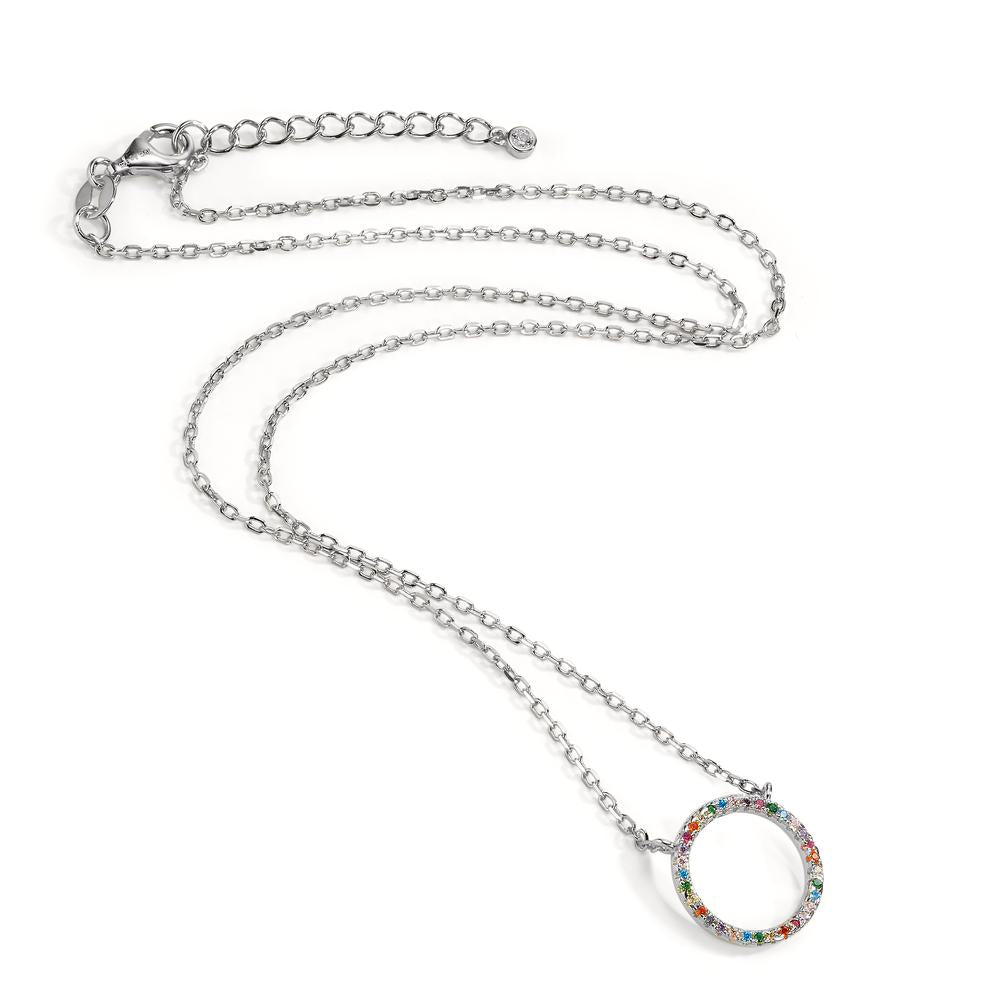 Necklace Silver Zirconia Colorful Rhodium plated 42-45 cm Ø14 mm