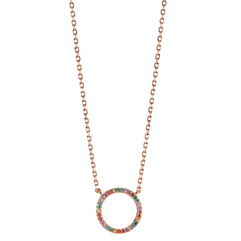 Necklace Silver Zirconia Colorful Rose Gold plated 42-45 cm Ø14 mm