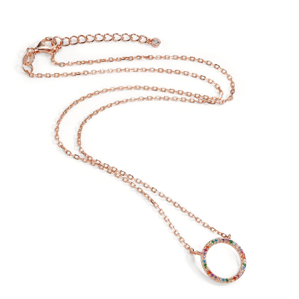 Necklace Silver Zirconia Colorful Rose Gold plated 42-45 cm Ø14 mm